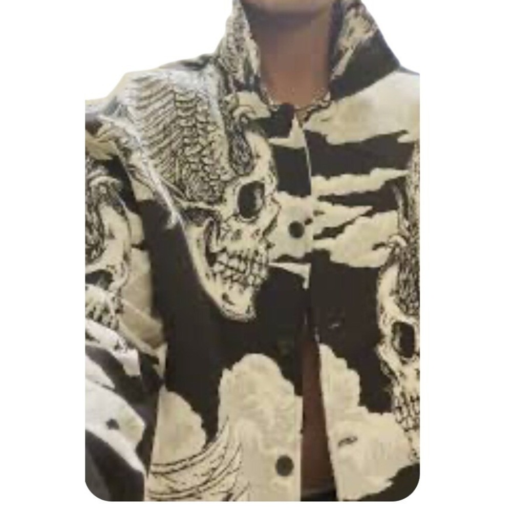 Rebel Vengeance Mens XXL Winged Skull Tapestry Short Sleeve Button Down Shirt